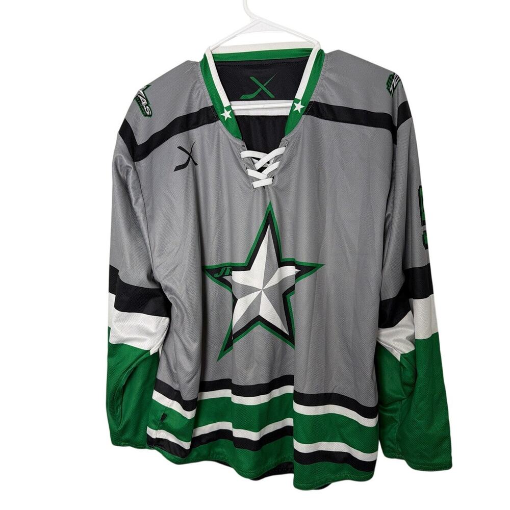 Dallas Stars Style Hockey Jersey - Grey/Green - Adult M